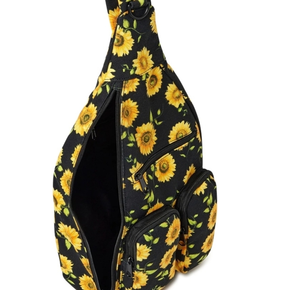 Black Sunflower Sling Backpack - Picture 5 of 8
